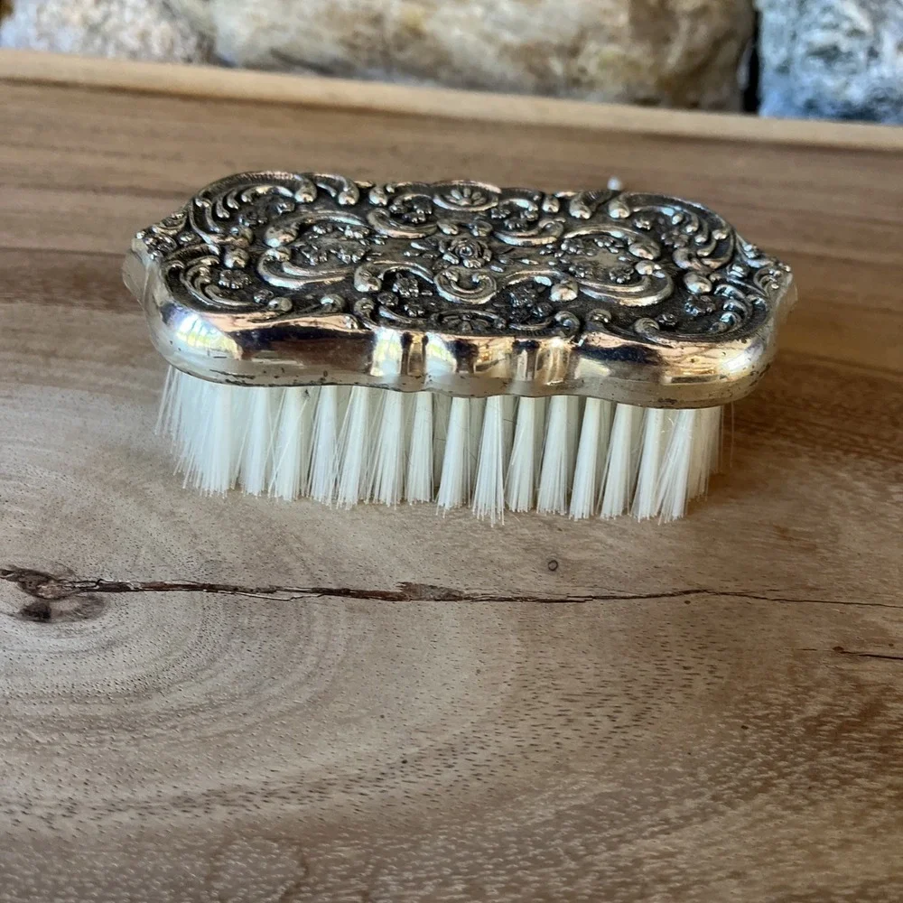 Vintage Silver Plated Hair Brush Heavy Silver Plated Ornate Vanity Set